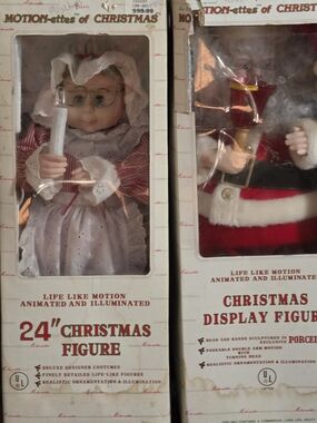 24" Christmas Display Figure Mr And Mrs Claus Motiinettes Of Christmas